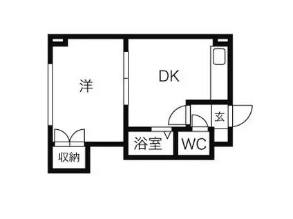 ダイアナ麻生マンション(1DK/5階)の間取り写真