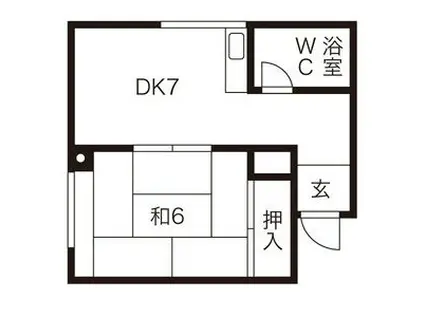 エルムマンション(1DK/1階)の間取り写真