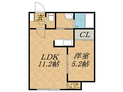 ヴィエルジュ北8条(1LDK/1階)の間取り写真