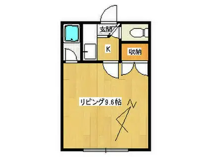 カーサ雅フロンティア美香保(1K/2階)の間取り写真