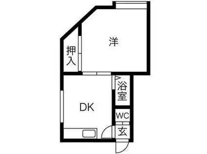 カーサティキ北郷(1DK/2階)の間取り写真