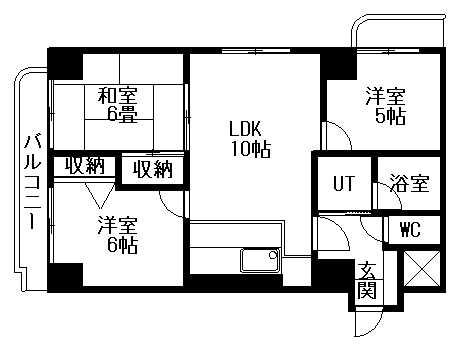 グリーンマンション熊谷(3DK/4階)の間取り写真