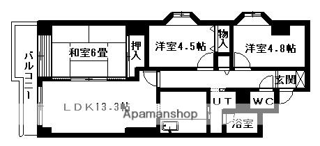 富樫マンション(3LDK/7階)の間取り写真