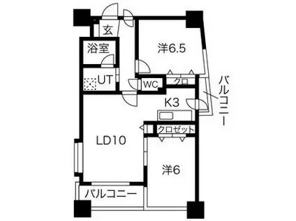 ノヴァ大通II(2LDK/6階)の間取り写真