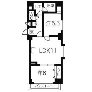 紫苑大通(2LDK/5階)の間取り写真