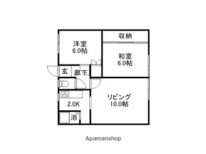 コーポ村上D(2LDK/2階)の間取り写真