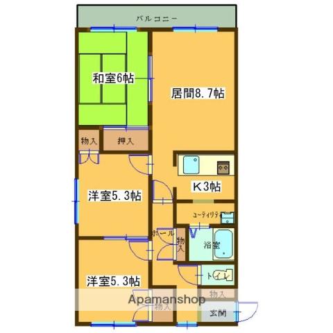 ドミール幸Ⅲ(3LDK/3階)の間取り写真