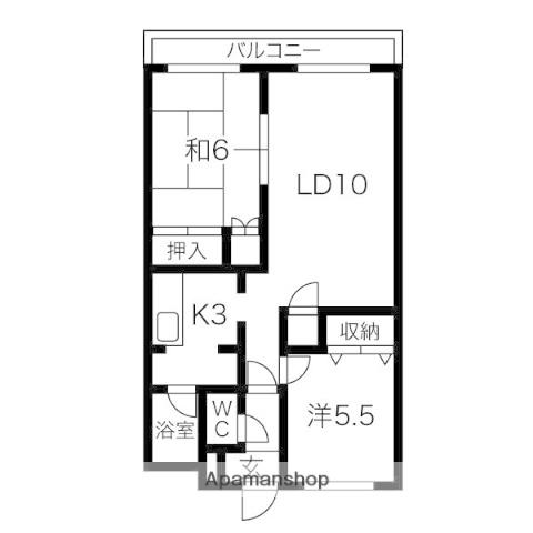 ドミール幸Ⅲ(2LDK/4階)の間取り写真