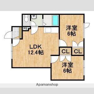 モンブランⅢ(2LDK/3階)の間取り写真