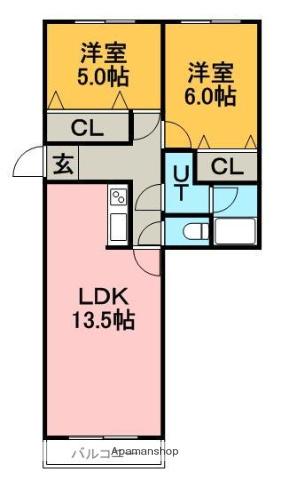 KDマンション1(2LDK/2階)の間取り写真