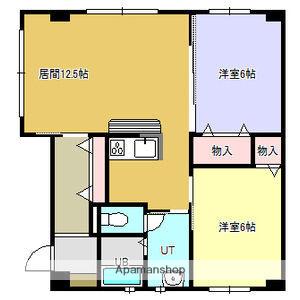 ユカンボシリバーハイツA(2LDK/3階)の間取り写真