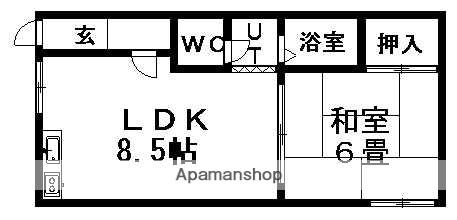 ハイツ満(1LDK/2階)の間取り写真