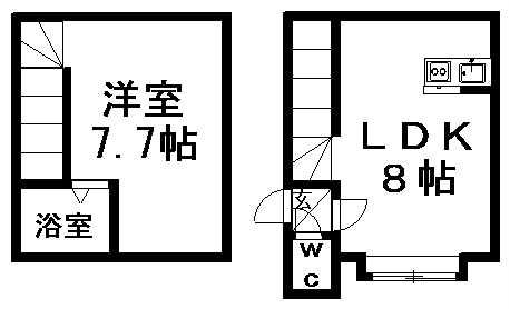 AMS清田2-1B棟(1DK/1階)の間取り写真