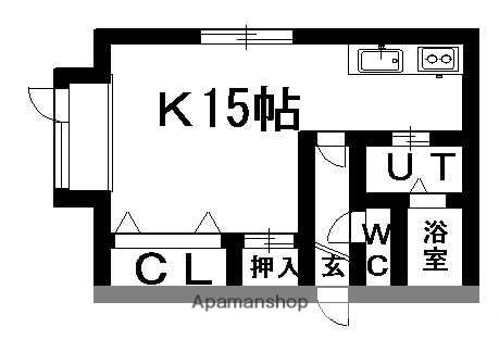 エルフィンハウス(1K/1階)の間取り写真