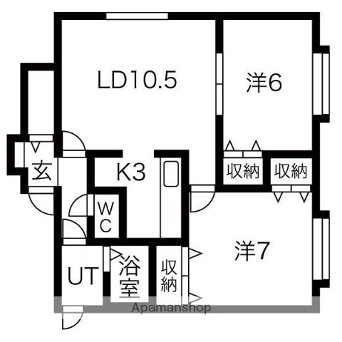 ウェンディクレセントⅡ(2LDK/2階)の間取り写真