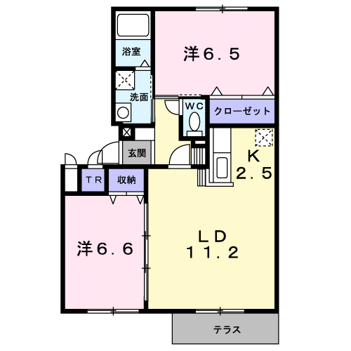 グリーンコート福永Ⅱ(2LDK/1階)の間取り写真