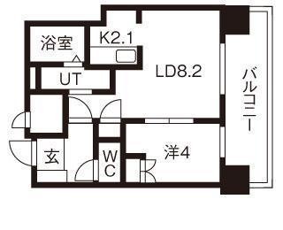 パークアクシス新さっぽろ(1LDK/6階)の間取り写真