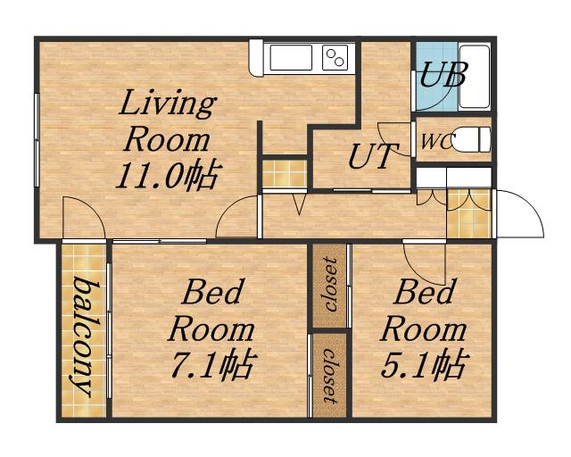 クリオパレス青葉弐番館(2LDK/10階)の間取り写真