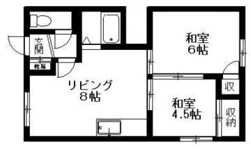 第1日の出ハイム(2DK/2階)の間取り写真