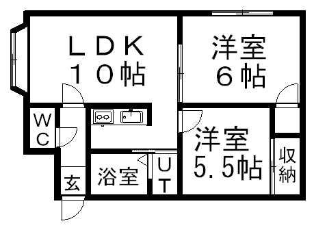 コンフォートA45(2DK/3階)の間取り写真