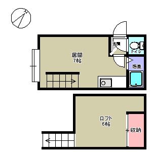 パルハイム厚別(1DK/2階)の間取り写真