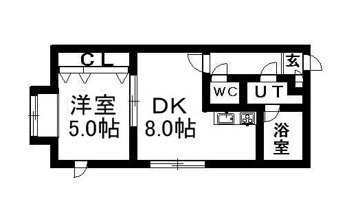 ボヌール厚別弐番館(1LDK/2階)の間取り写真