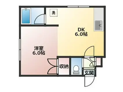 リーブルひばりA(1DK/4階)の間取り写真