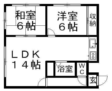 レジデンス平岡台(2LDK/1階)の間取り写真