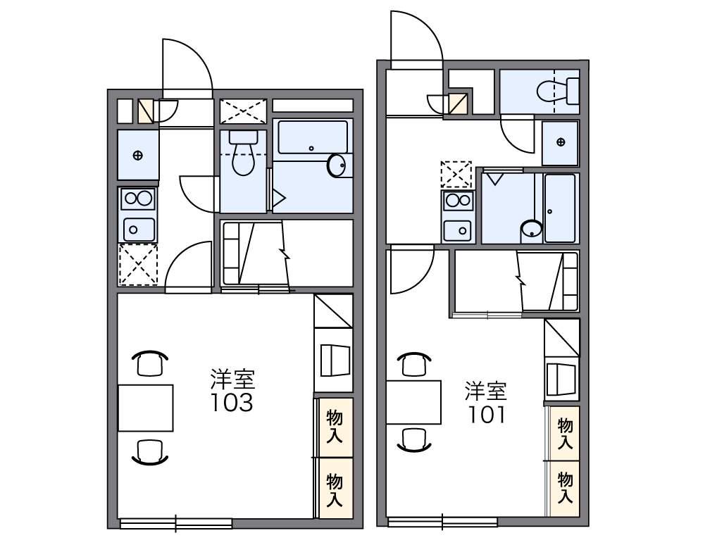 レオパレスエスポワール(1K/1階)の間取り写真