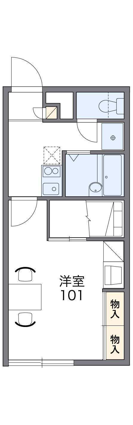レオパレス CALM江別Ⅰ(1K/1階)の間取り写真