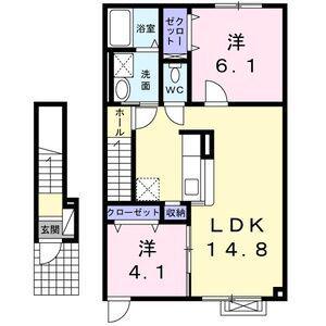 シュエットⅤ(2LDK/2階)の間取り写真