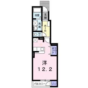 オサツハウスⅥ(ワンルーム/1階)の間取り写真