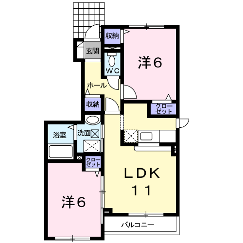 ファミーユ(2LDK/1階)の間取り写真