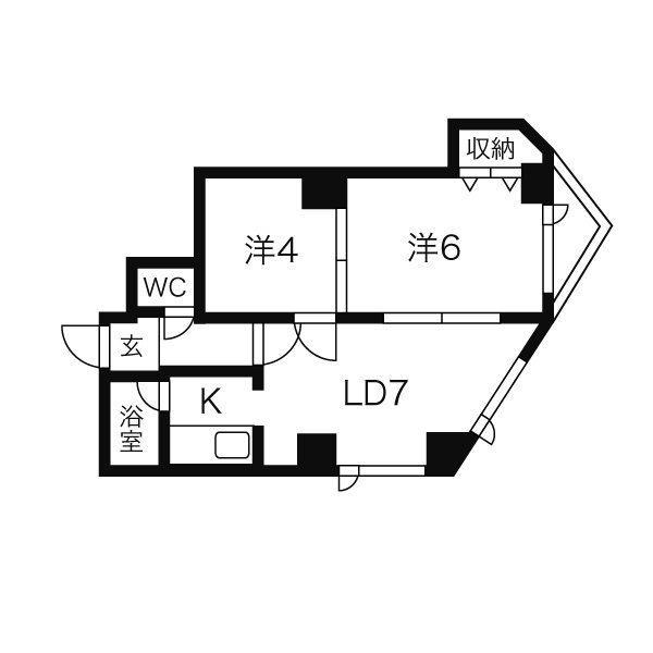 パークヒルズ沢町(2LDK/4階)の間取り写真