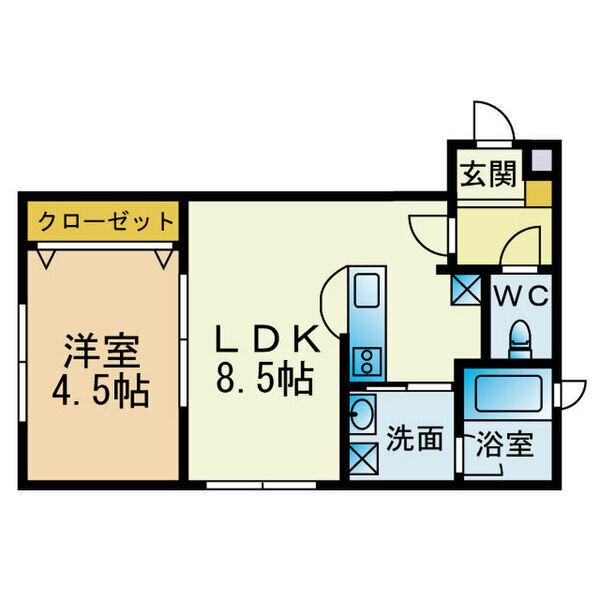 ル・フォートK-Ⅱ(1LDK/1階)の間取り写真