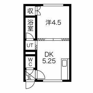 松下ハイツ江別Ⅱ(1DK/2階)の間取り写真