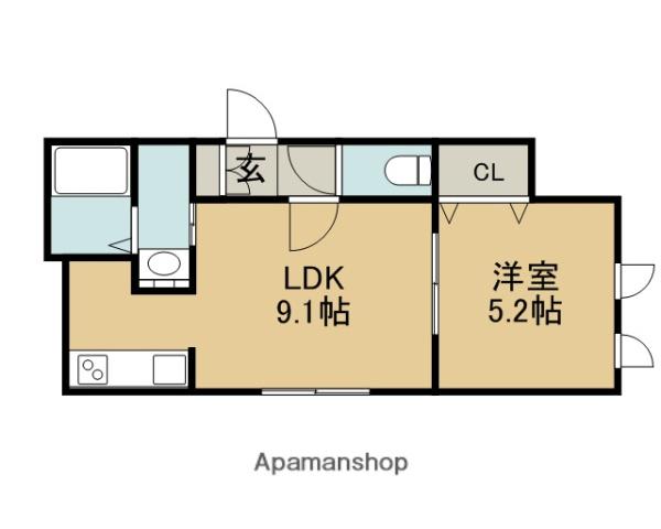 アビシニアン(1DK/2階)の間取り写真