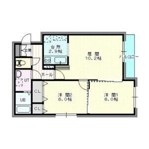 ひまわり(2LDK/2階)の間取り写真