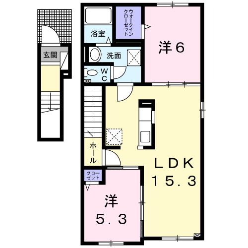CASA久(2LDK/2階)の間取り写真