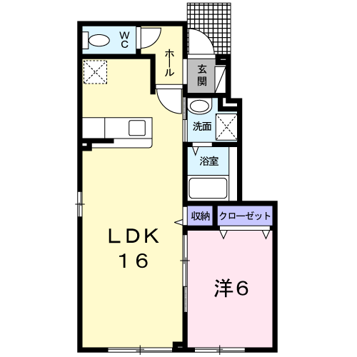 ひまわりⅢ(1LDK/1階)の間取り写真