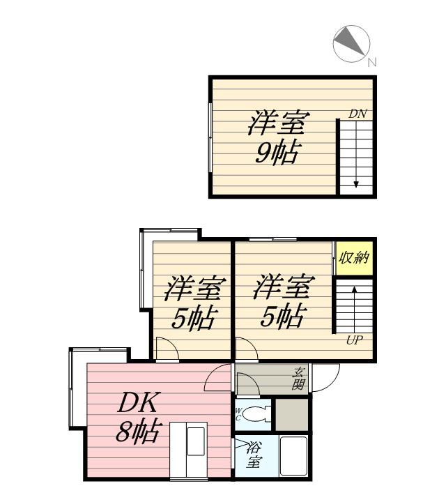 AMS清田2-1A棟(2DK/2階)の間取り写真