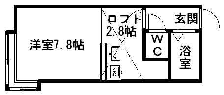 クラーク羊ヶ丘壱番館(ワンルーム/1階)の間取り写真