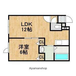 マリオット南ヶ丘(1LDK/1階)の間取り写真