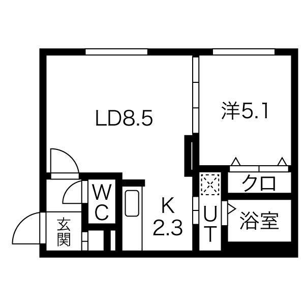 メゾン・ド・ソレイユB(1LDK/1階)の間取り写真