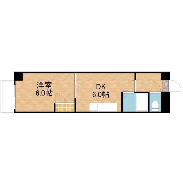 オクタワーズ野幌ウエストタワー(1DK/2階)の間取り写真