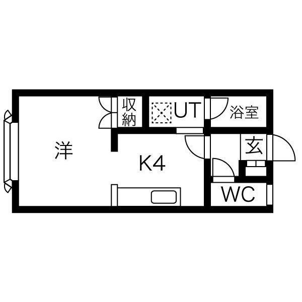マンションはるにれ(1K/2階)の間取り写真