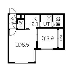 SCHLOSS(1LDK/3階)の間取り写真