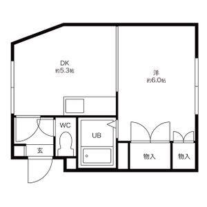 ウイング末広(1DK/3階)の間取り写真