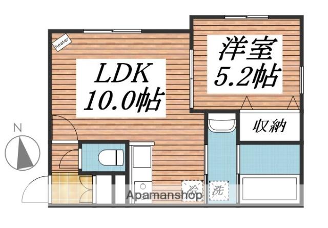 デ・ラ・ヴィル(1LDK/2階)の間取り写真