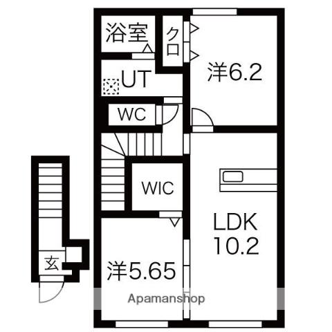 クラージュマロンC(2LDK/2階)の間取り写真